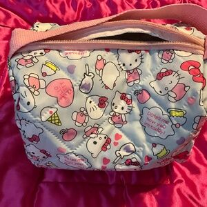 Hello Kitty Quilted Cosmetic Makeup Bag Pink Sanrio Travel Pouch